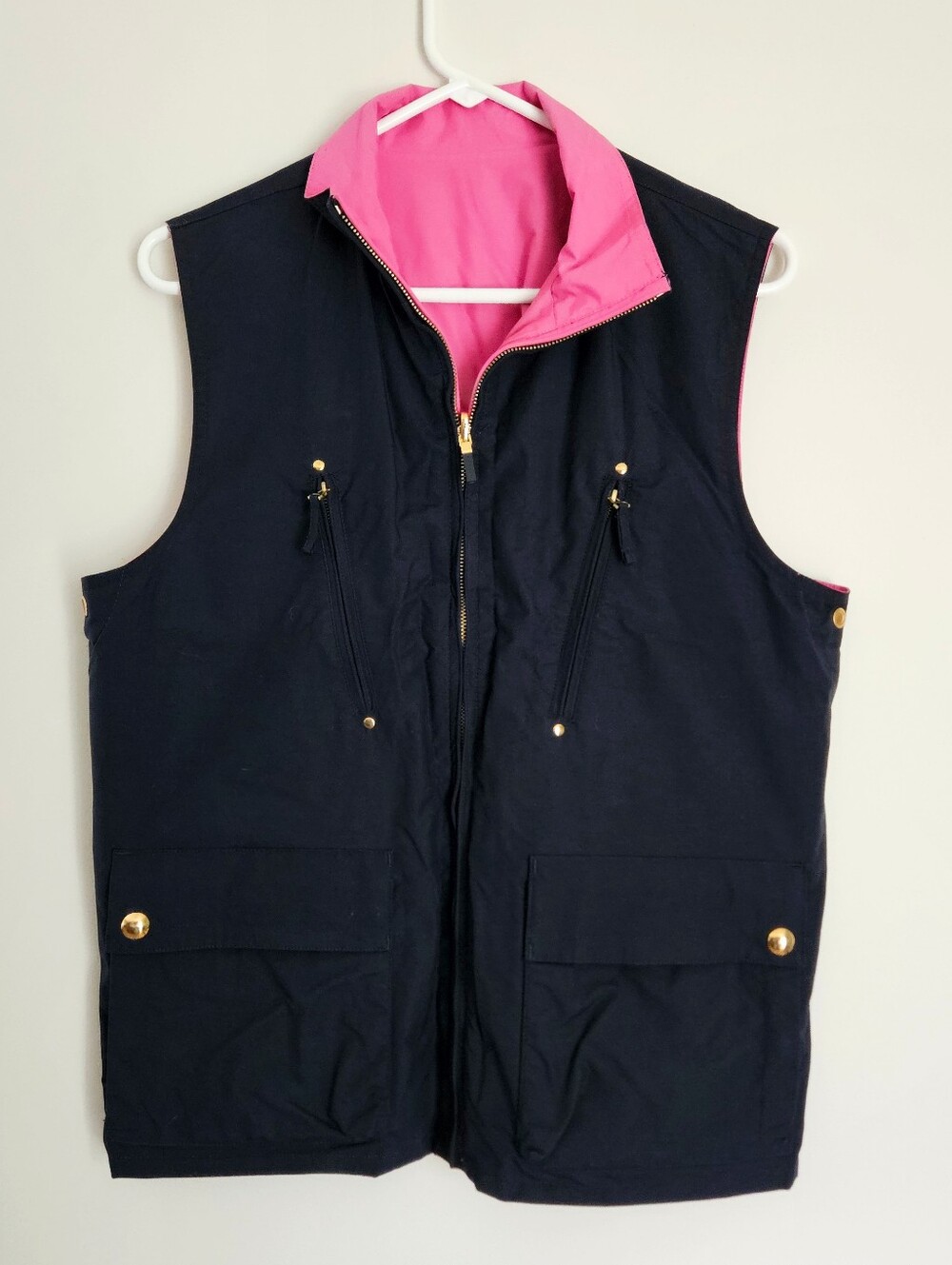 Lauren Ralph Lauren Reversible Navy & Pink Sporty Vest w/ Big Pockets: Sz Large